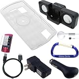 Premium Combo Bundle Kit: Clear Silicone Skin Case Cover, USB Cable, USB Car Charger, USB Wall / Travel Charger, Screen Protector, Earphones, Cube Speaker Dock, and Free Carabiner Key Chain for the Sony Walkman S Series (NWZ-S540, NWZ-S544, NWZ-S545) MP3 Player