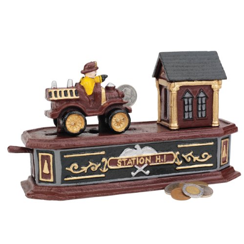Classic Collectors Fire Station Number Collectors Die-cast Iron Mechanical Coin Bank - Classic Gift Item