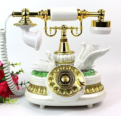 Pierre retro phone antique telephone rotary disc pastoral European fashion antique vintage landline phone , Pearl White