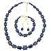 Square Lapis Beads with Gold Findings Necklace, Bracelet and Earring Set