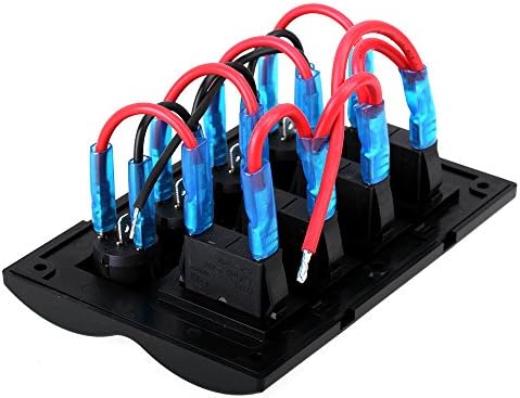 DC 12V LED Indicator Boat Rocker Switch Panel 4 Gang Inbuilt Auto Fuse For Boat Round Push Button Black