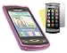 iTALKonline (Transparent) PURPLE TWIN PACK ProGel Super Hydro Gel Protective Armour/Case/Skin/Cover/Shell & LCD Screen/Scratch Protector with MicroFibre Cleaning Cloth For Samsung S8500 Wave