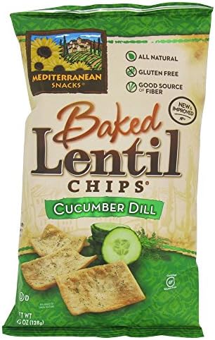 Mediterranean Snacks - Gluten Free Baked Lentil Chips Cucumber Dill - 4.5 oz (pack of 2)