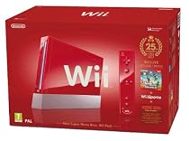 Nintendo Wii "Jubiläums Pak" - Konsole inkl. Wii Sports, New Super Mario Bros. Wii, Donkey Kong + Remote Plus Controller, red