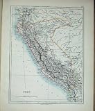 JOHNSTON WORLD MAPS 1895 PERU BOLIVIA PACIFIC OCEAN