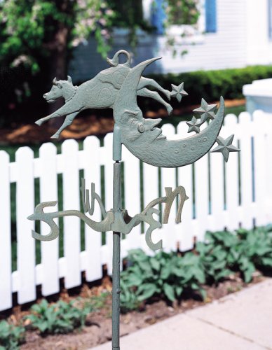 Buy Verdigris Cow Over Moon Garden Weathervane