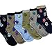TeeHee Kids Boys Cotton Fashion Fun Crew Socks 6 Pair Pack (6-8Y, Skulls)