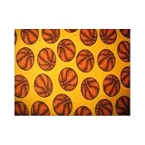 Basketball on Yellow Fleece Throw Blanket