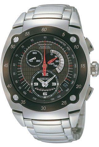 Seiko Men's SNL043 Sportura Kinetic Chronograph Stainless Steel Watch