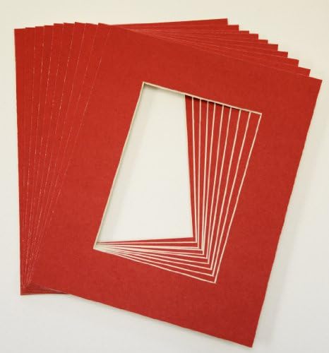 Pack of 10 RED 8x10 Picture Mats Matting with White Core Bevel Cut for 5x7 Pictures