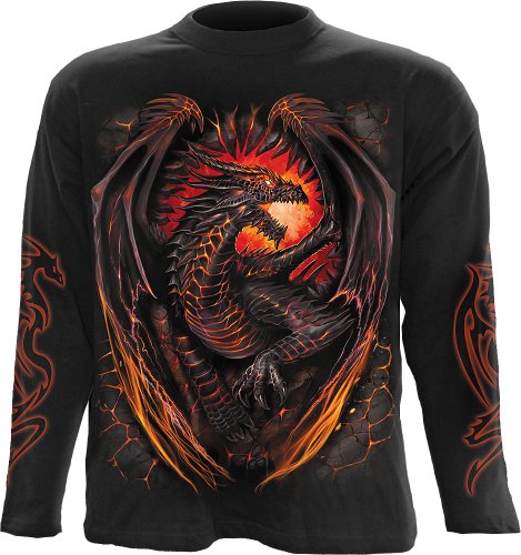 Spiral - Mens - DRAGON FURNACE - Longsleeve T-Shirt Black - XL