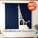 Solid Thermal Insulated Blackout Curtain 63L- 1 Set-NAVY