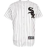 MLB Chicago White Sox Youth Short Sleeve 6 Button Synthetic Replica Jersey (Wht/Blk Pnstrp, X-Large)