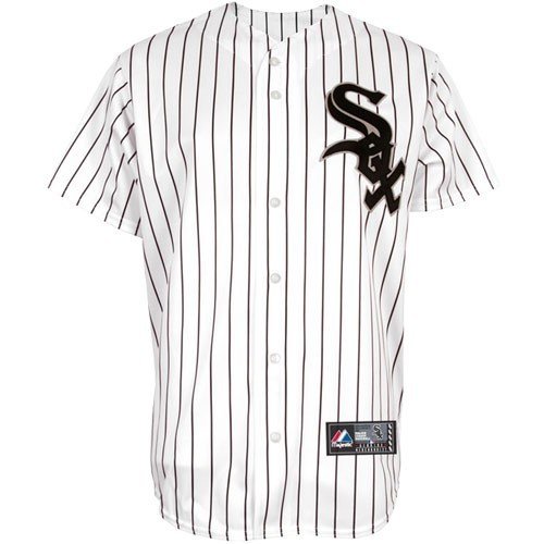 MLB Chicago White Sox Youth Short Sleeve 6 Button Synthetic Replica Jersey (Wht/Blk Pnstrp, X-Large)