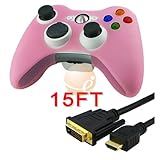 Baby Pink Silicone Skin Case for Microsoft xBox 360 Controller + BLACK HDMI to DVI Cable 5Gbps M/M,