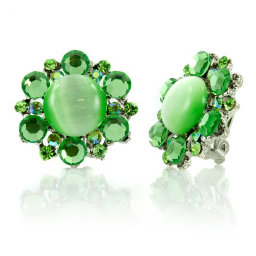 Brides Earrings: Mia’s Flower Clip-On Earrings – Green