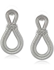 Anne Klein "Metal Lining" Silver-Tone and Crystal Looped Drop Earrings