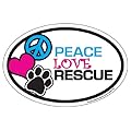 Imagine This Oval Peace Love Rescue Car Magnet 6-inch By 4-inch from Imagine This Company