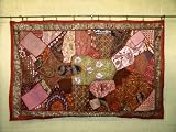 Review   / Clearance Sale ! Naughty Red Pink Beads Sari Tapestry Wall Hanging Throw 70x44