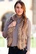 Women's Willow Knitted Rabbit Fur Vest with Raccoon Fur Trim