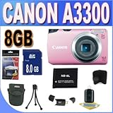 Canon Powershot A3300 16 MP Digital Camera with 5x Optical Zoom (Pink) + 8G ....