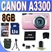 Canon Powershot A3300 16 MP Digital Camera with 5x Optical Zoom (Pink) + 8GB Accessory Kit