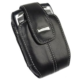 RIM Blackberry 8700c, 8700g, 8703e PDA Permium OEM Original Lambskin Black Leather Swivel Holster Case with Belt Clip -11939-001