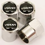 Set of 4 Volvo Logo Chrome Tire Valve Stem Caps (Made of Metal)
