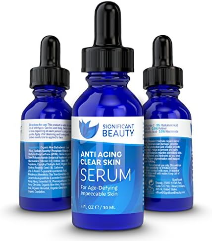 Significant Beauty Anti Aging Clear Skin Facial Serum with 20% Vitamin C - 1 Oz. BEST NATURAL serum - Better than face, neck &amp; eye creams or moisturizers for your blemishes, dark spots &amp; wrinkles. For day, night, men &amp; women - With Retinol, B3, MSM.