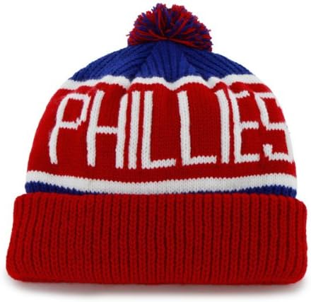 Philadelphia Phillies Red "Calgary" Beanie Hat with Pom - MLB Cuffed Winter Knit Toque Cap