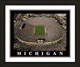 Large The Big House Michigan Wolverines Aerial Framed Print - Black Double Mat