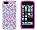 DandyCase 2in1 Hybrid High Impact Hard Sea Green Flower Pattern + Pink Silicone Case Cover For Apple iPhone 5S & iPhone 5 (not 5C) + DandyCase Screen Cleaner