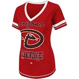MLB Women's Arizona Diamondbacks Bling Beauty Short Sleeve V-Neck Boyfriend Tee (Pro Navy/Pro Scarlet, X-Large)