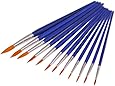 Ishua 12pcs Nylon Hair Watercolor Oil Painting Brush Set Artist Paintbrush with Blue Plastic Handle
