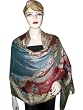 India Reversible Jamawar Columbia Blue And Night Shadz Pashmina Shawl Scarf