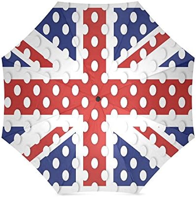 Cute White Polka Dots on the Union Jack Background Folding Rain Umbrella/Parasol/Sun Umbrella