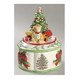 Spode Christmas Tree Green Trim Music Box Hand Painted Fine China Dinnerware