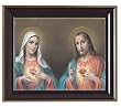 Twin Hearts in Gloss Walnut Wood Frame with Gold Trim, 10.75" x 12.75" - MADE IN ITALY