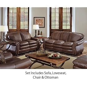 Leather Sofa Set - Panhandle Plains Leather Furniture Set - Soflex - 27055SET