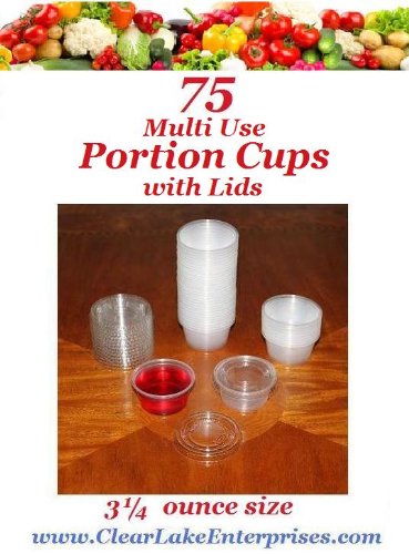 75 - 3.25 ounce Multi Use Souffle Portion Cups with Lids - Package of 75 - 3.25 oz size