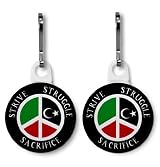 STRIVE STRUGGLE SACRIFICE FOR LIBYA Politics 2-Pack of White 1 Zipper Pull Charms