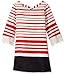 My Michelle Girls' Striped Tie Back A Line Shift Dress with Lace Bell Sleeves