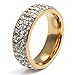 VNOX Women Stainless Steel Eternity Ring CZ Cubic Zirconia Circle Round,Gold Plated,7mm Width,Size 11