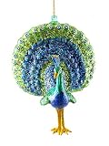 4 Glittered Regal Peacock Glass Christmas Ornament