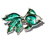 Blue Treated Amber and Sterling Silver Fish Beautiful Fish Pin