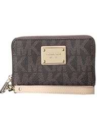 Shoes: Michael Kors Large Multifunction Brown Logo Phone Case - Michael Kors