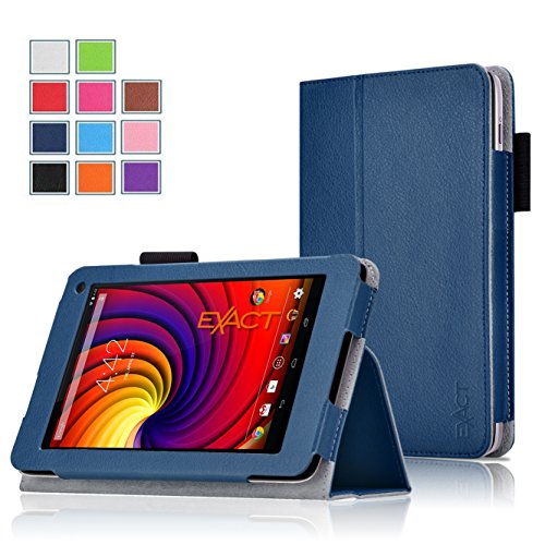Toshiba Excite Go AT7-C8 Case - Exact Toshiba Excite Go AT7-C8 Case [PRO Series] - Professional PU Leather Folio Case for Toshiba Excite Go 7.0-inch 8 GB Tablet (AT7-C8) Navy Blue