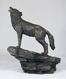 Kitchen & Housewares : Howling Wolf Sculpture Bronze Art Statue