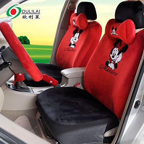 Disney Mickey Mouse Auto Car Plush Universal Fit Seat Covers Cushion 19pcs