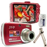 SVP Xthinn-737 Red 7MP 3x Optical zoom 3-inch LCD Digital Camera + FREE Tripod & AA Rechargeable Set